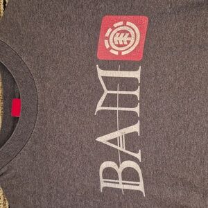 ELEMENT Skateboard x Bam Margera Red Grey Cotton Mens Large Short Sleeve T Shirt